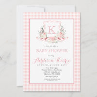 Invitación a Baby Shower del Escudo de monograma p
