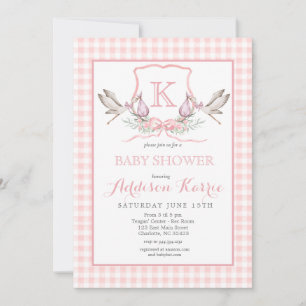 Invitación a Baby Shower del Escudo del monograma