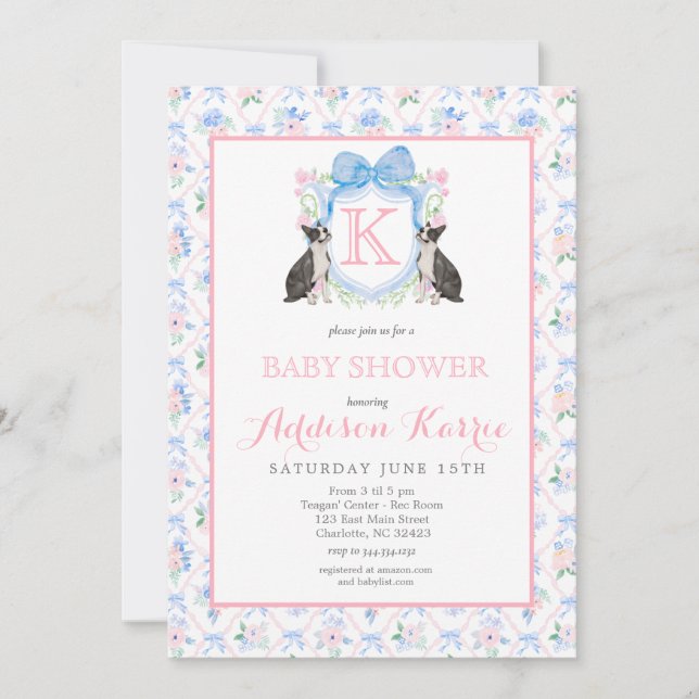 Invitación a Baby Shower del Escudo del perro del  (Anverso)