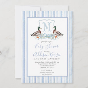 Invitación a Baby Shower del Escudo Preppy Duck Gi