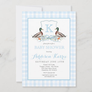 Invitación a Baby Shower del Escudo Preppy Duck Gi