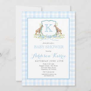 Invitación a Baby Shower del Escudo Preppy Giraffe