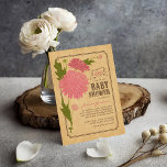 Invitación a Baby Shower del Fiesta de Jardín Flor<br><div class="desc">Hermoso diseño rústico de moda chica de ducha de bebé, inspirado en un paquete de semillas de flores de época, perfecto para una ducha de primavera o verano. El diseño de la invitación presenta un ilustracion floral vintage que bordea el texto en una combinación de fuentes coordinadas con un banner...</div>