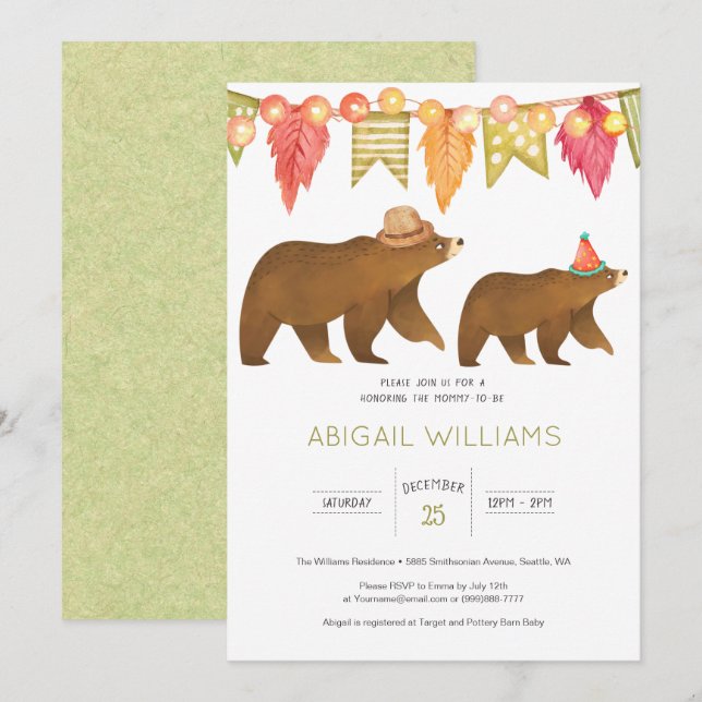 Invitación a Baby Shower del Fiesta de la familia  (Anverso / Reverso)
