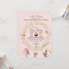 Invitación a Baby Shower del Fiesta de té de Cotta