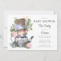 Invitación a Baby Shower del Fiesta de té floral a