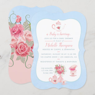 Invitación a Baby Shower del Fiesta de té floral r