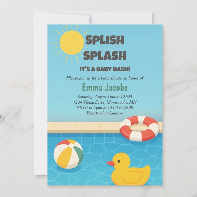 Invitación a Baby Shower del Fiesta del grupo Spli (Anverso)