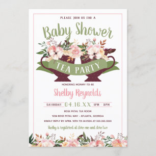 Invitación a Baby Shower del Fiesta del té del Boh