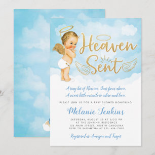 Invitación a Baby Shower del Heaven Sent Angel Boy