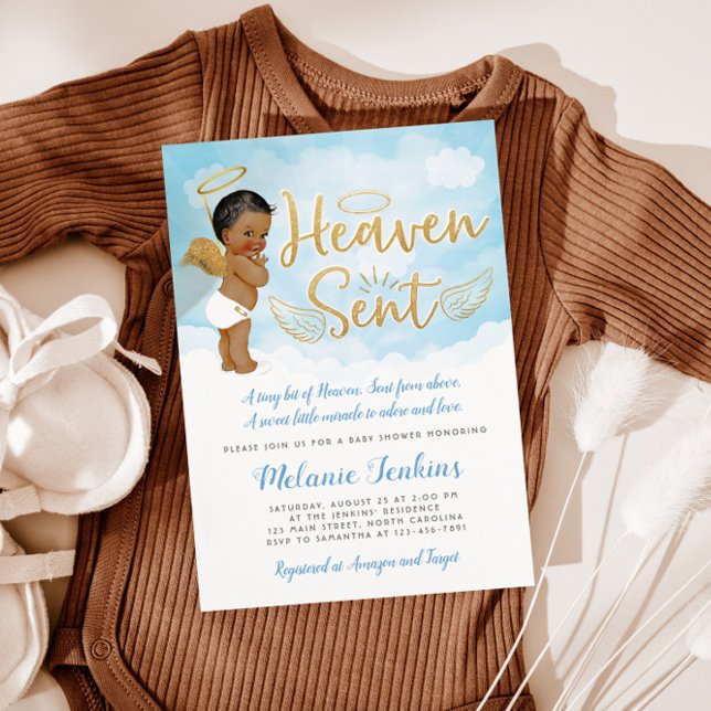 Invitación a Baby Shower del Heaven Sent Angel Boy (Subido por el creador)