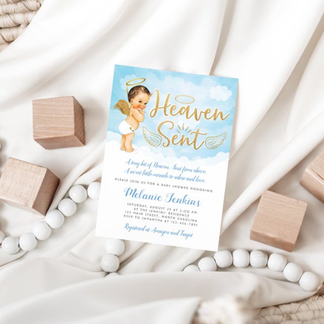 Invitación a Baby Shower del Heaven Sent Angel Boy (Subido por el creador)