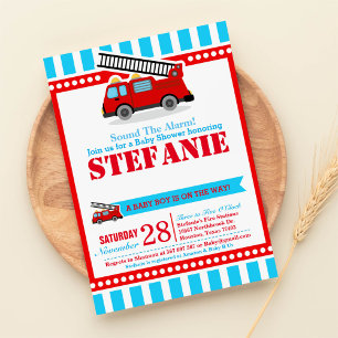 Invitación a Baby Shower del motor de fuego