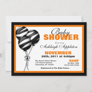 Invitación a Baby Shower del Naranja de globos de