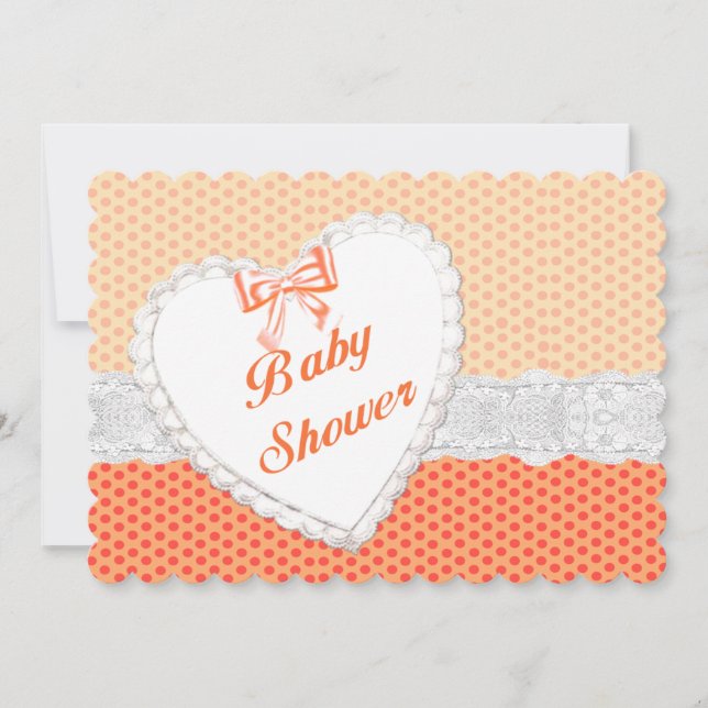 Invitación a Baby Shower del naranja Polka Dot Lac (Anverso)