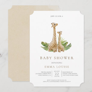 Invitación a Baby Shower del Neutral Boho Giraffe