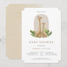 Invitación a Baby Shower del Neutral Boho Giraffe