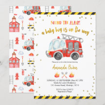 Invitación a Baby Shower del niño bombero