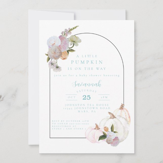 Invitación a Baby Shower del niño de la calabaza B (Anverso)