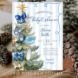 Invitación a Baby Shower del Niño Navidades Merry