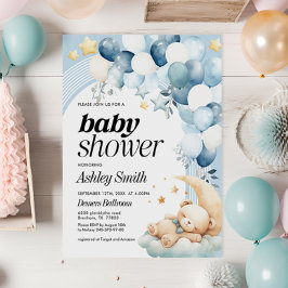 Invitación a Baby Shower del oso azul