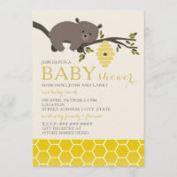 Invitación a Baby Shower del oso de miel