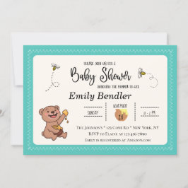 Invitación a Baby Shower del oso de miel