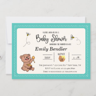 Invitación a Baby Shower del oso de miel