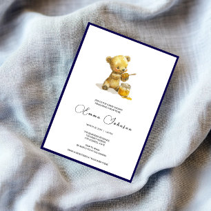 Invitación a Baby Shower del oso de miel minimalis