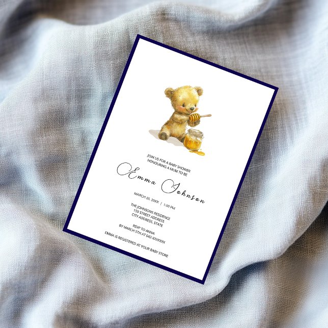 Invitación a Baby Shower del oso de miel minimalis (Subido por el creador)