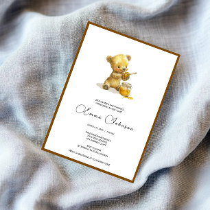 Invitación a Baby Shower del oso de miel minimalis