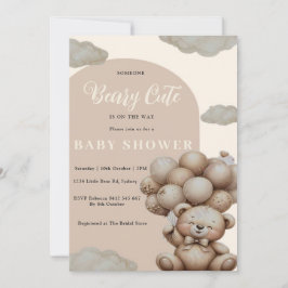 Invitación a Baby Shower del oso de peluche neutro