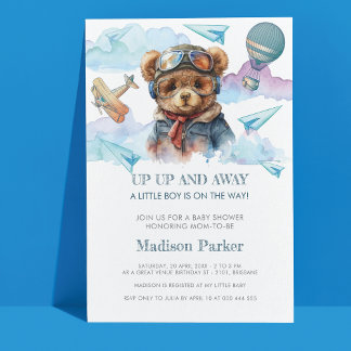 Invitación a Baby Shower del Oso de peluche piloto
