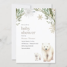 Invitación a Baby Shower del oso polar