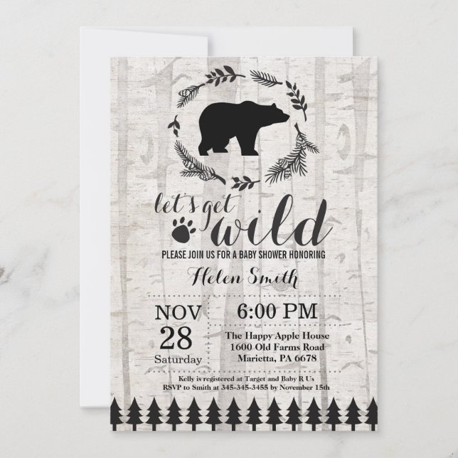 Invitación a Baby Shower del oso polar (Anverso)