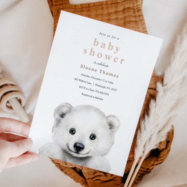Invitación a Baby Shower del oso polar (Subido por el creador)