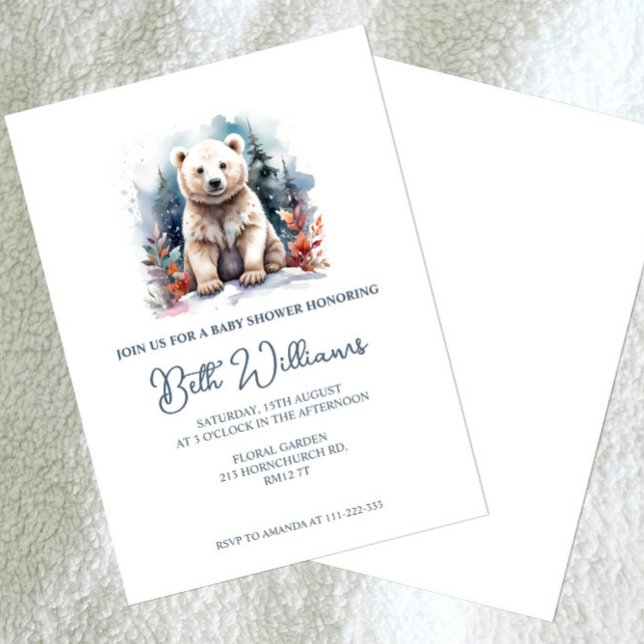 Invitación a Baby Shower del oso polar (Subido por el creador)