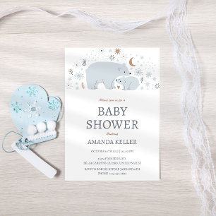 Invitación a Baby Shower del oso polar invernal