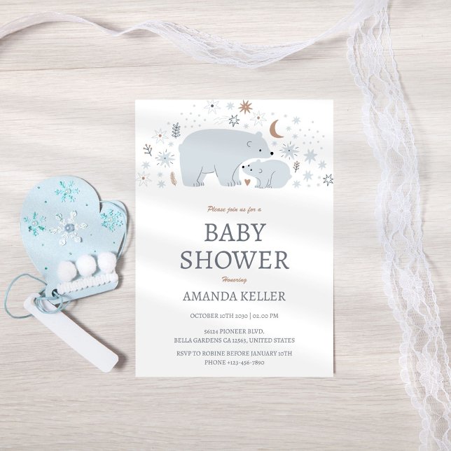 Invitación a Baby Shower del oso polar invernal (Subido por el creador)