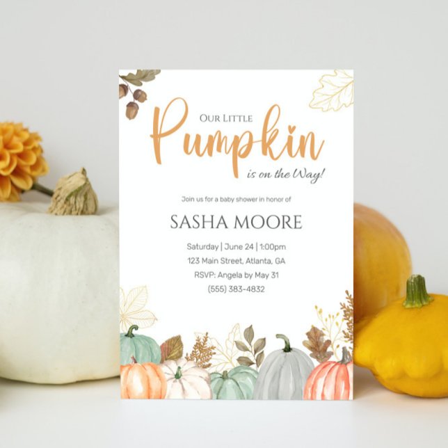 Invitación a Baby Shower del otoño en relación con (Our Little Pumpkin is on the way fall theme baby shower invitation)