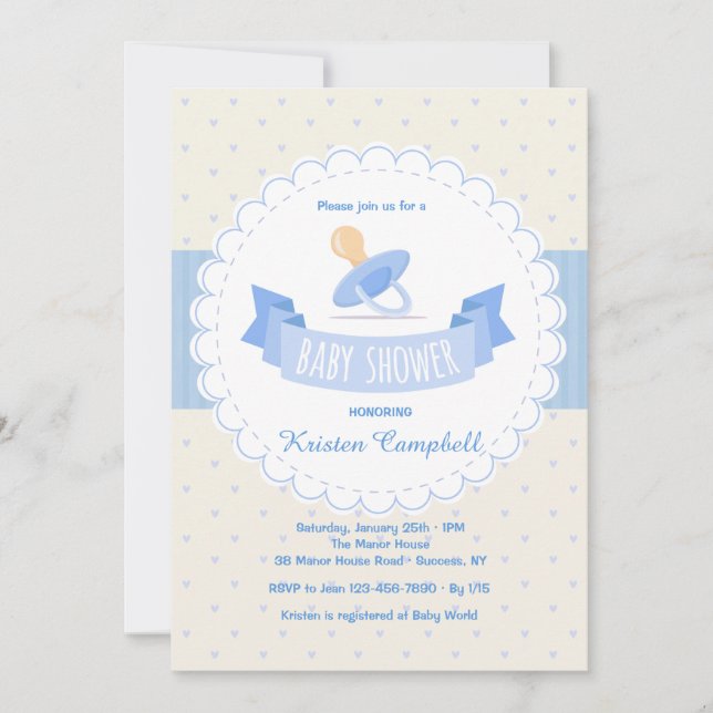Invitación a Baby Shower del Pacificador Azul (Anverso)