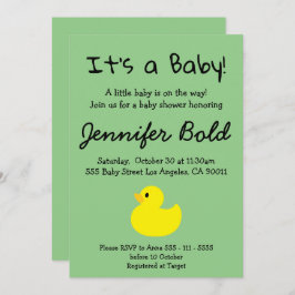 Invitación a Baby Shower del pato amarillo
