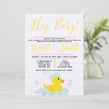 Invitación a Baby Shower del pato de goma