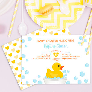 Invitación a Baby Shower del pato de goma - Baño d