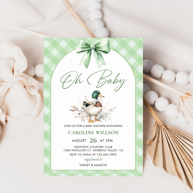 Invitación a Baby Shower del pato verde mallard (Subido por el creador)