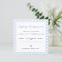 Invitación a Baby Shower del patrón Baby Blue Ging
