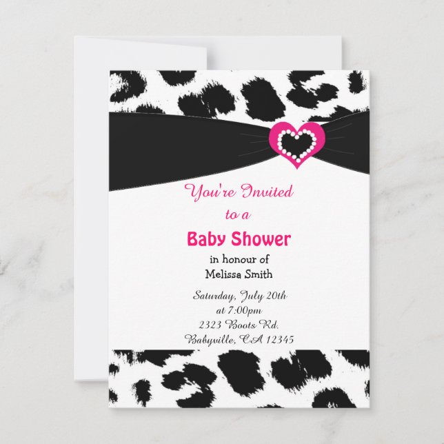 Invitación a Baby Shower del patrón Leopard (Anverso)
