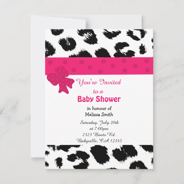 Invitación a Baby Shower del patrón Leopard (Anverso)