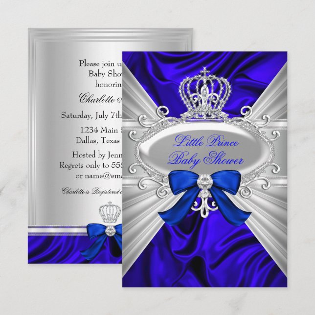 Invitación a Baby Shower del pequeño Prince Royal  (Anverso / Reverso)