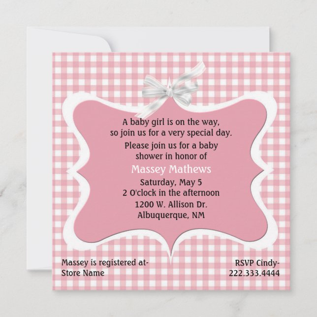 Invitación a Baby Shower del Personalizado bonito  (Anverso)